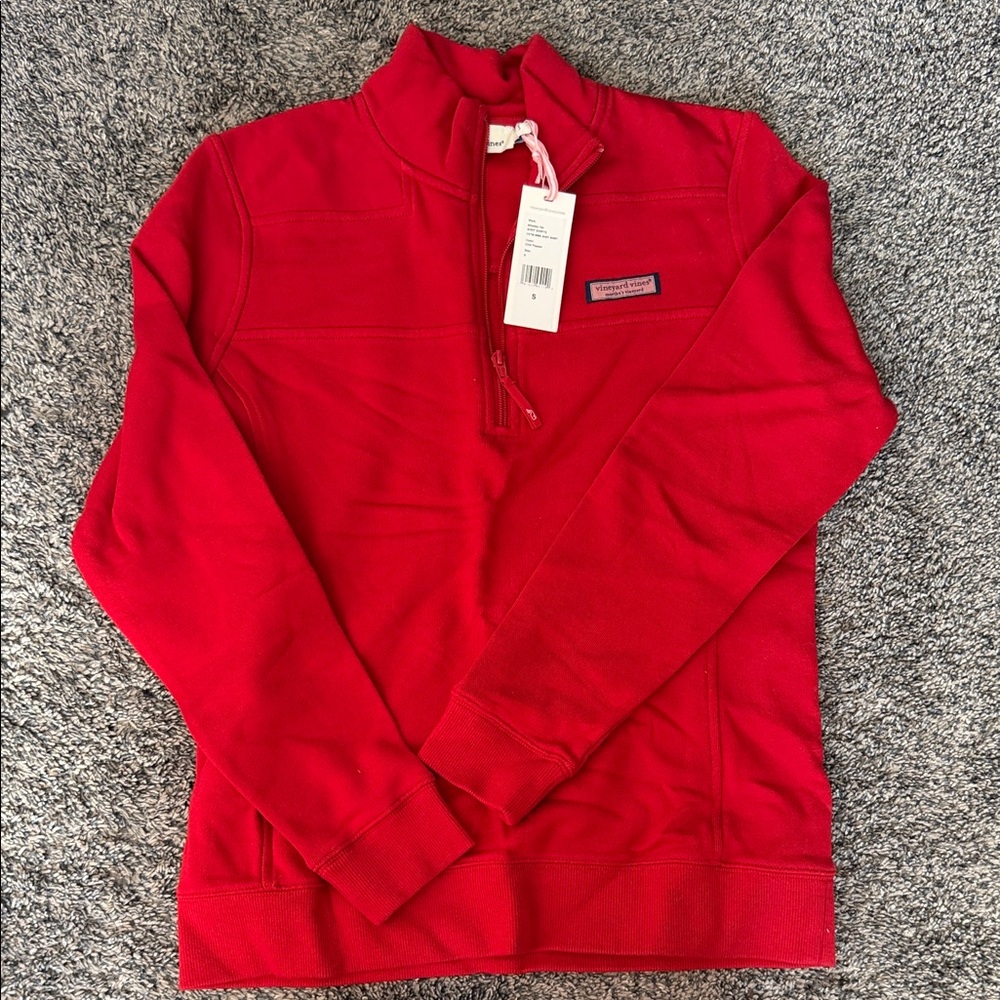 Vineyard Vines Red Quarter-Zip Shep Shirt